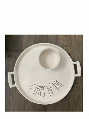 NEW Rae Dunn Chip & Dip Tray Serveware Platter Ceramic White Home Decor
